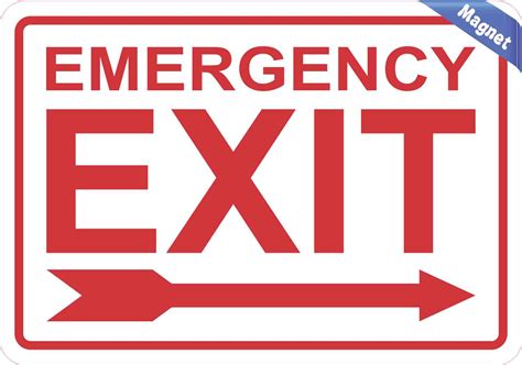 10in x 7in Right Arrow Emergency Exit Magnet Vinyl Magnetic Sign Decal