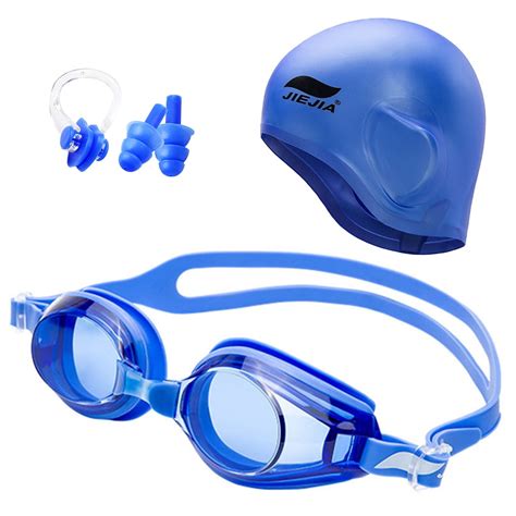 Swimming Gear Set with Swim Goggle Swim Cap Ear Plugs Nose Clip For ...