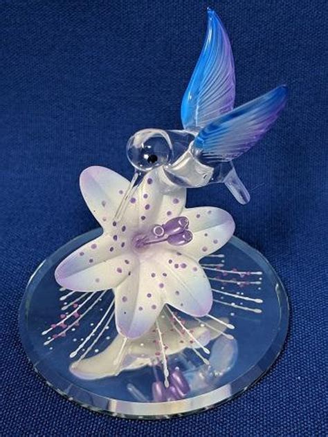 Glass Baron Hummingbird Mirrored Blue Lily | Etsy