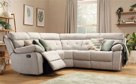 Grosvenor Dove Grey Plush Fabric Recliner Corner Sofa | Furniture Choice