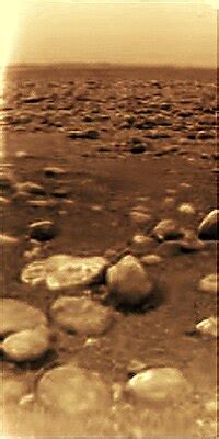 Surface image from Saturn's moon Titan. Taken from the Huygens Probe ...