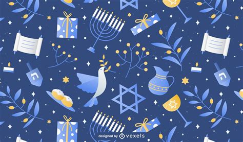 Traditional Hanukkah Elements Pattern Design Vector Download