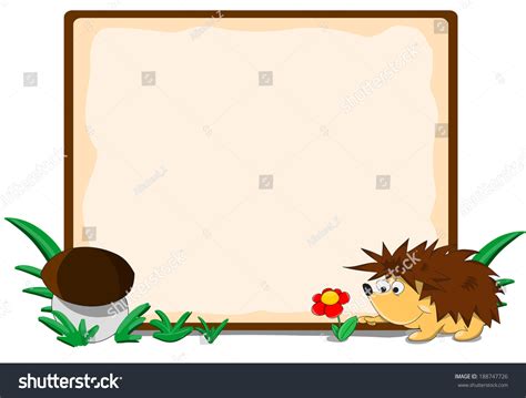 Cute Cartoon Framework Hedgehog Mushroom Stock Vector 188747726 ...