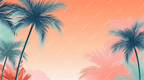 Premium AI Image | Palm trees on a beach with a pink sky background