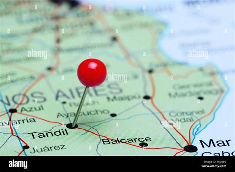 Tandil pinned on a map of Argentina Stock Photo - Alamy