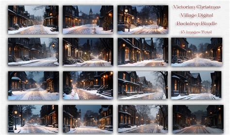 Victorian Christmas Village Digital Backdrop Bundle 15 Images for ...