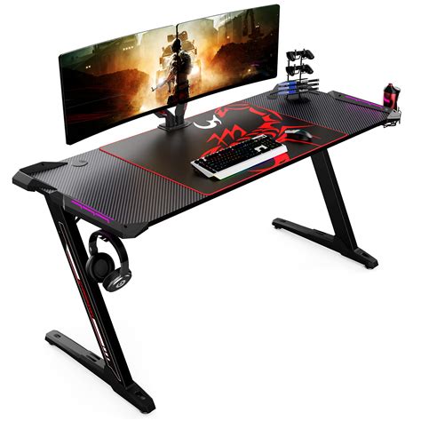 EUREKA ERGONOMIC Gaming Desk Z60 Computer Gaming Desk with RGB Lighting ...