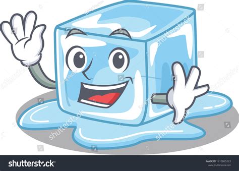 Waving Friendly Ice Cube Cartoon Character Stock Vector (Royalty Free ...