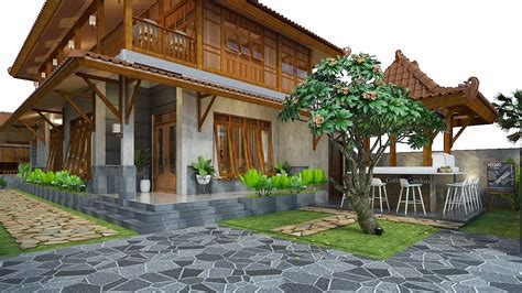 Contoh Desain Rumah Kayu Minimalis Dua Lantai dengan Batu - Thegorbalsla