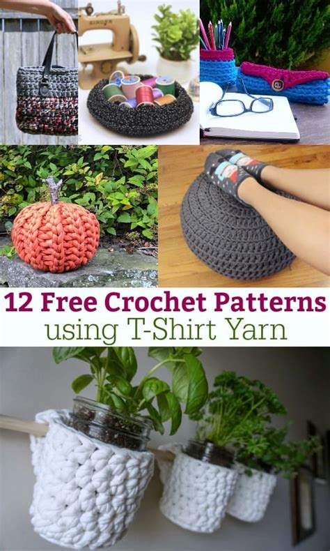 12 Free Crochet Patterns Using T-Shirt Yarn