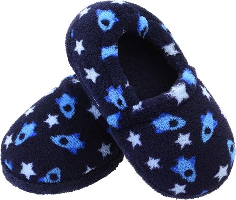 Vonair Slippers for Little Boys Space Ships Sole Memory Foam Warm House ...