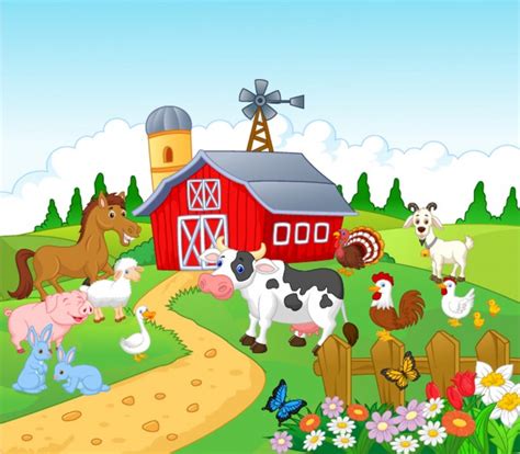 Farm Animals Wallpaper Wall Mural