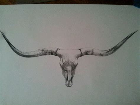 Longhorn skull drawing New clock? | Bull tattoos, Western tattoos, Bull ...