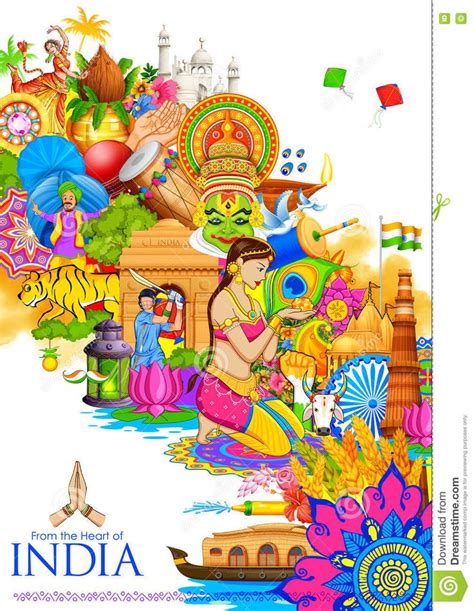 India Background Showing Its Culture and Diversity Stock Vector ...