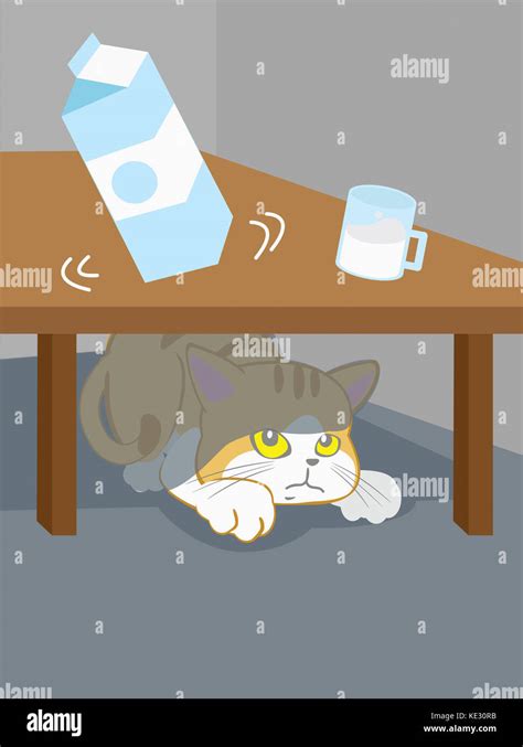 Pet cat scared hiding under a table Stock Photo - Alamy