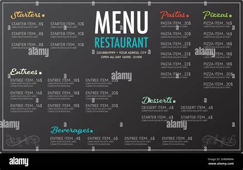 Restaurant menu flyer template layout design black background fonts are ...