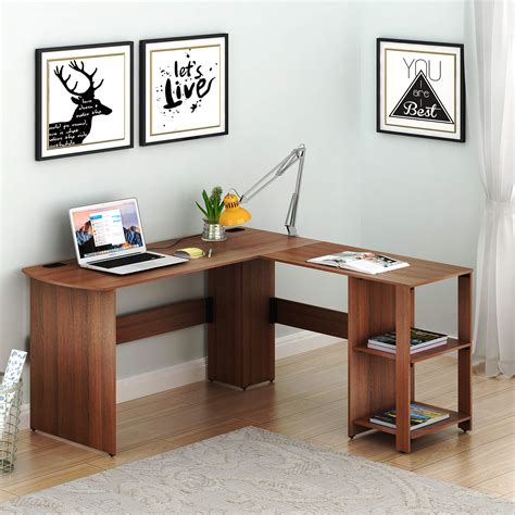 Buy SHW L-Shaped Home Office Wood Corner Desk, Walnut Online at ...