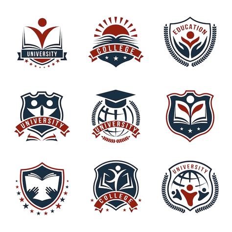 Free Vector | Colorful University Logos Isolated Set