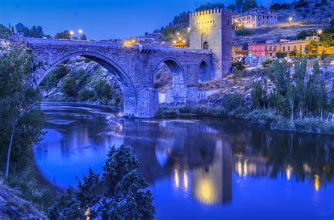 HD wallpaper puente de san martin toledo spain river bridge night ...