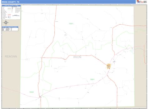 Irion County, Texas Zip Code Wall Map | Maps.com.com