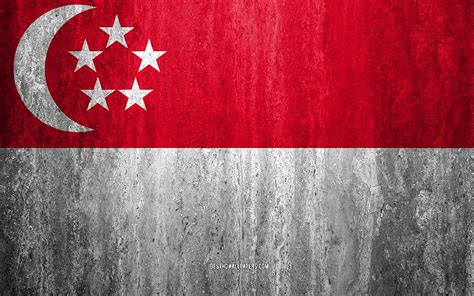 Flag of Singapore stone background, grunge flag, Asia, Singapore flag ...