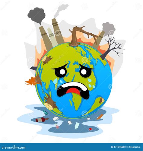 Mascot Illustration Featuring the Earth Suffering from Flooding Air ...