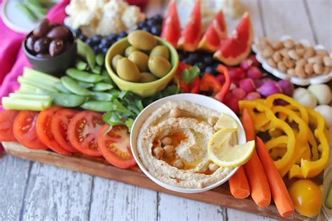 Rainbow fruit & veggie platter with hummus - Cadry's Kitchen