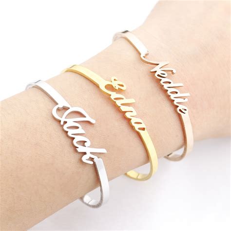 bracelet with family names engraved Stainless Steel engravable bangle ...