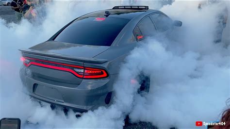 CRAZY CHARGER HELLCAT REDEYE DOING BURNOUTS & DONUTS! - YouTube