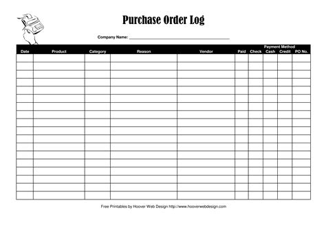 Purchase Order Log Excel Template