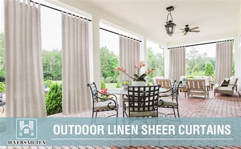 Amazon.com: Outdoor Linen Sheer Curtains for Patio Waterproof - Indoor ...