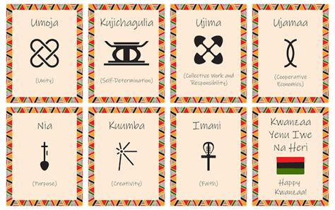 Premium Vector | A set of cards with seven signs of the kwanzaa ...