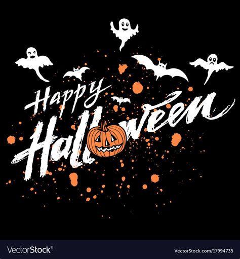 Happy halloween dark background with orange Vector Image