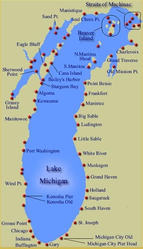 Maps on the Web — Lake Michigan Lighthouse Trail in MI, WI, and IL ...