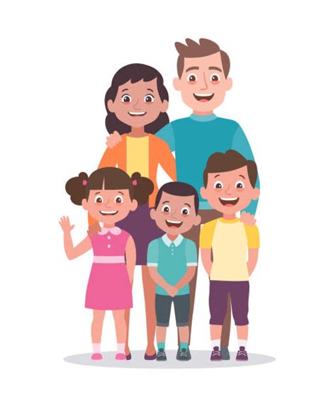 Family With Three Children Illustrations, Royalty-Free Vector Graphics ...