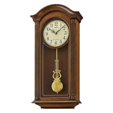 Gold Tone & Arched Wall Clock w/ Pendulum and Dual Chimes 12.25" x 25 ...