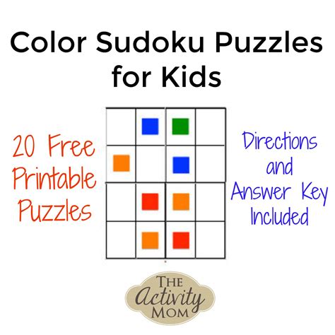 Free Printable Color Sudoku Puzzles for Kids - The Activity Mom