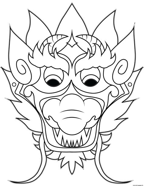 2018 Chinese New Year Mask Dragon Coloring page Printable