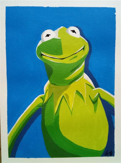 Kermit the Frog acrylic painting Portrait Frog painting wallpaper ...