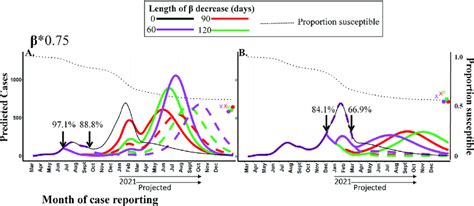 A. B: Predicted epidemic curve of COVID-19 cases resulting from a ...