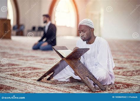 Religious Black Muslim Man Praying Inside the Mosque Stock Photo ...