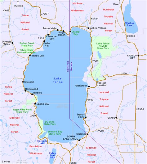 Map of Lake Tahoe, California/Nevada