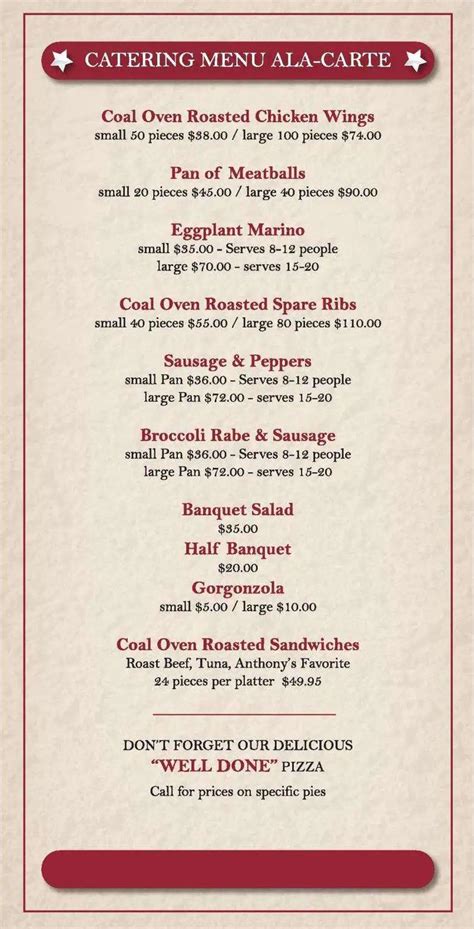 Menu at Anthony's Coal Fired Pizza pizzeria, Coral Gables, Ponce de Leon