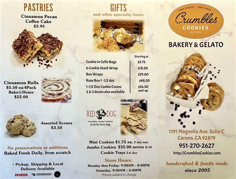 Menu — Crumbles Cookies