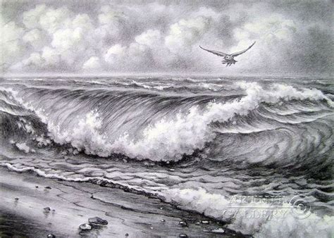 Waves Pencil Drawing