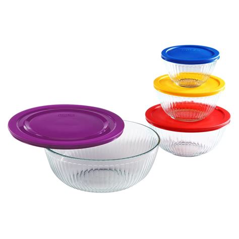 Pyrex 8pc Sculpted Glass Mixing Bowls Set (A) | Ifmal.com