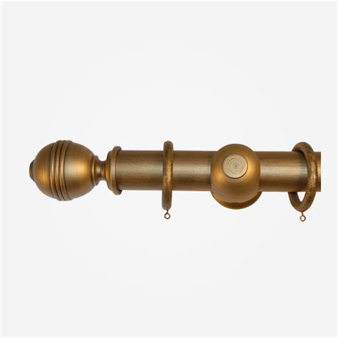 55mm Portofino Old Gold Grooved Ball Curta... | Poles Direct