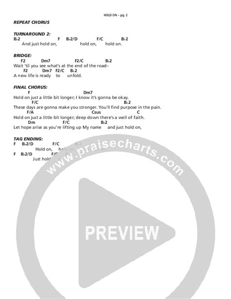 Hold On Chords PDF (Katy Nichole) - PraiseCharts