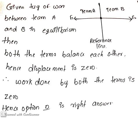 In a tug of war, both the teams A and B remain in equilibrium then