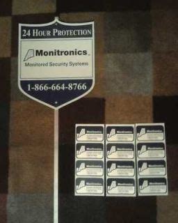 AUTHENTIC MONITRONICS SECURITY ALARM SYSTEM YARD SIGN & 14 WINDOW on ...